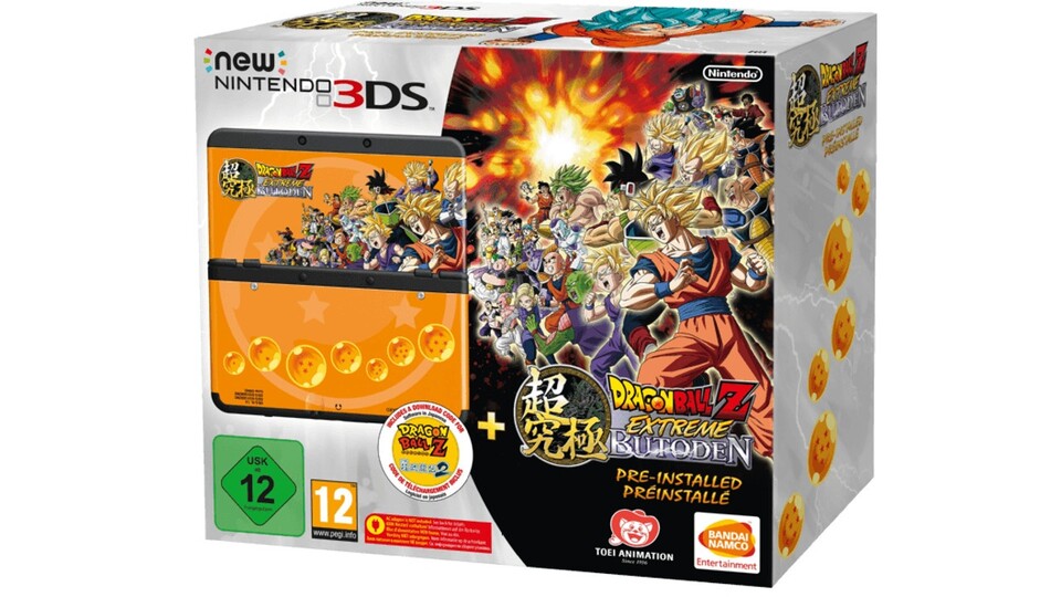 Der New Nintendo 3DS kommt mit dem Spiel Dragon Ball Z: Extreme Butoden 2. Der Titel ist auf dem Gerät vorinstalliert.