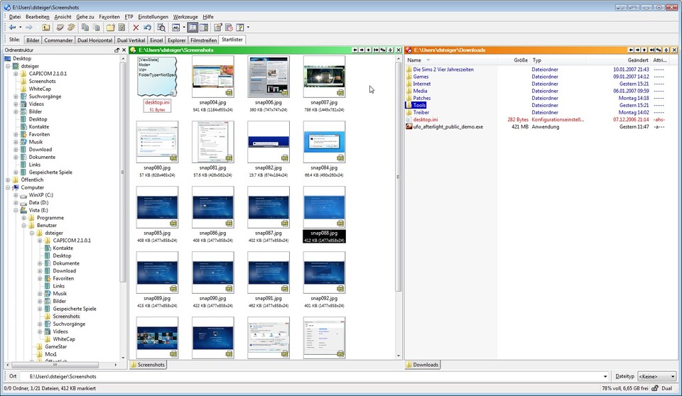DirectoryOpus 8 von GP Soft ist eines der wenigen Tools, die unter Windows Vista kaum funktionieren.