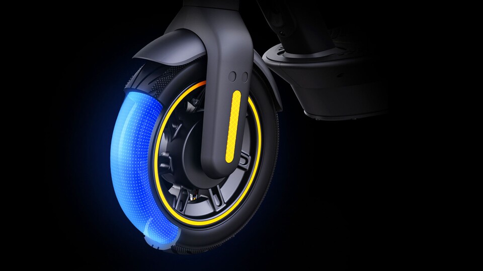 Die schlauchlosen 10-Zoll-Reifen dichten Löcher von bis zu 4 mm mit einer inneren Gelschicht automatisch ab.