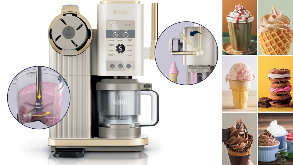 Eine echte 2-in-1 Eismaschine: Der Ninja CREAMi Scoop + Swirl ermöglicht eine Reihe verschiedenster Eiskreationen.