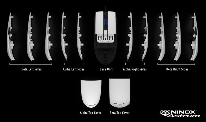Bei der Ninox Astrum handelt es sich um eine modulare Gaming-Maus mit 13 wählbaren Konfigurationen.