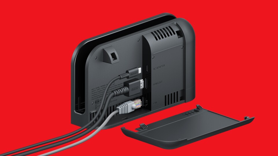 Die erste Switch OLED kam mit einem verbesserten Dock mit Ethernet-Anschluss. Die Docking-Station hat diesen schon integriert, jedoch ist ein Upgrade für die Switch 2 OLED nicht ausgeschlossen. (Bildquelle: Nintendo)
