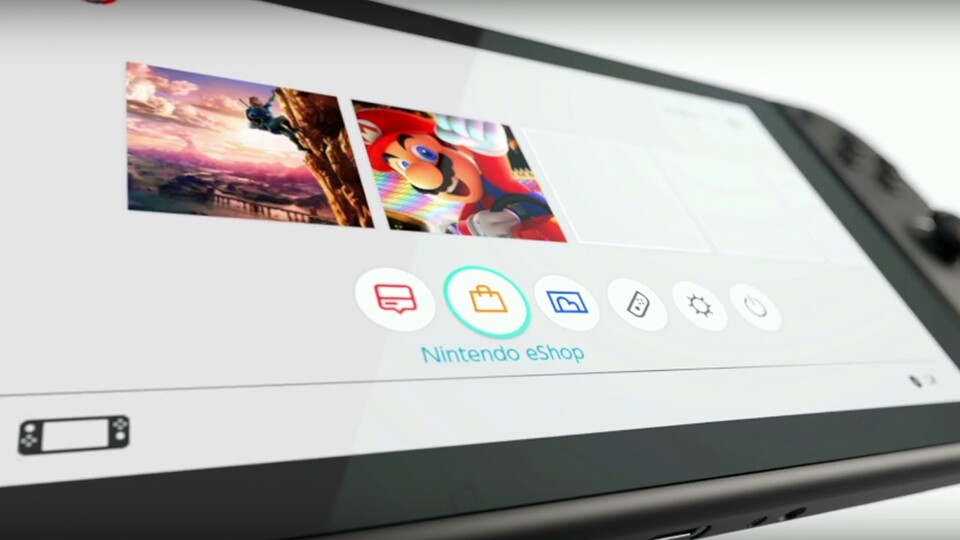 Das User Interface der Nintendo Switch. Zum Start werden aber keine Videostreaming-Dienste wie Netflix und Amazon Video unterstützt.
