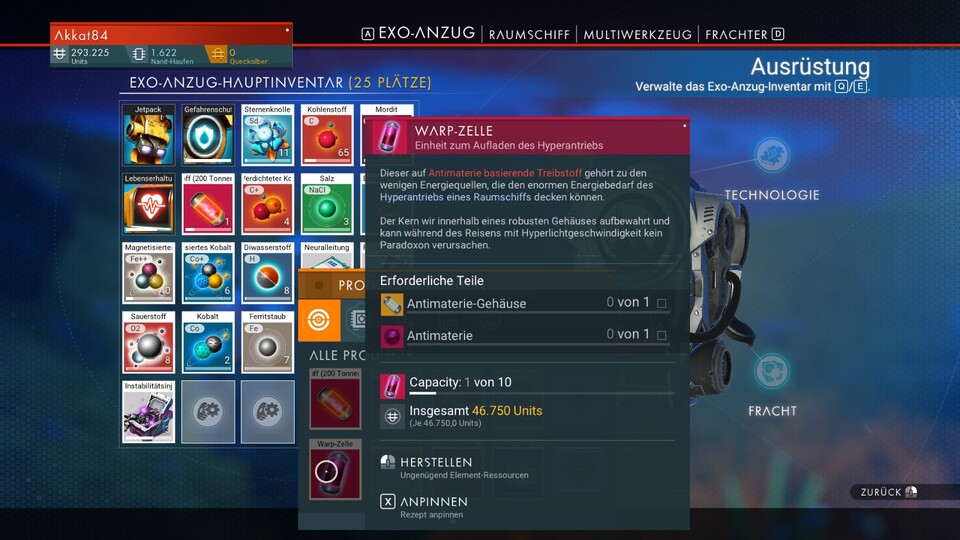 Diese beiden Teile braucht ihr für die Warp-Zellen in No Man's Sky.