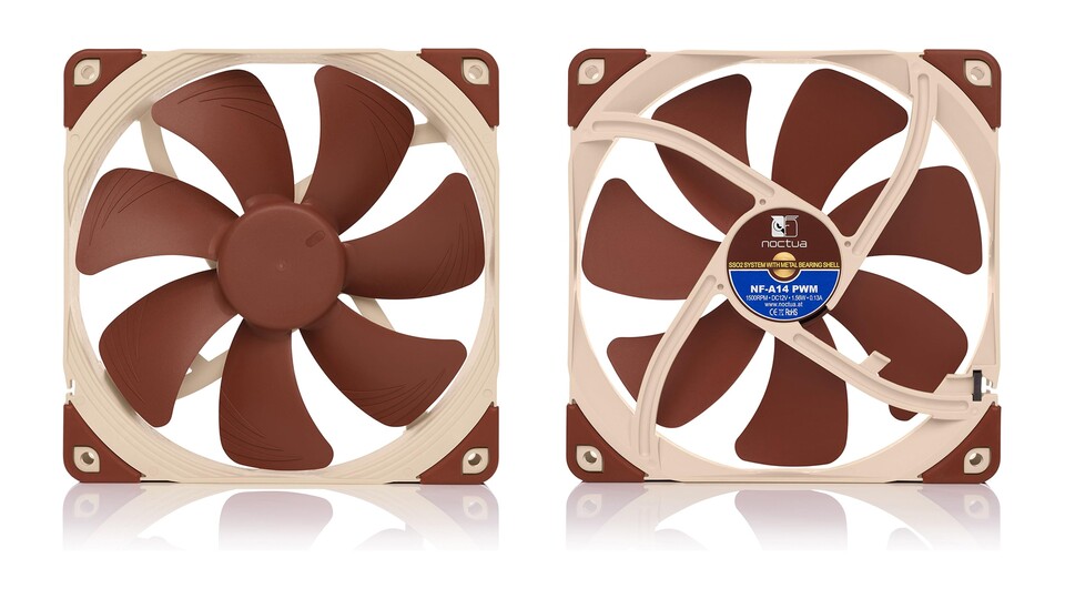 Das Design des Noctua-Lüfters ist schlicht und setzt auf verschiedene Farbtöne von Moccabraun.