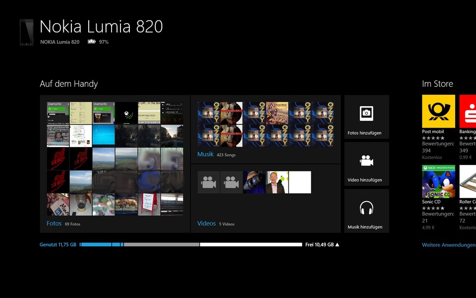 Unter Windows 8 läuft die Lumia-Software ausschließlich unter der Kacheloberfläche.