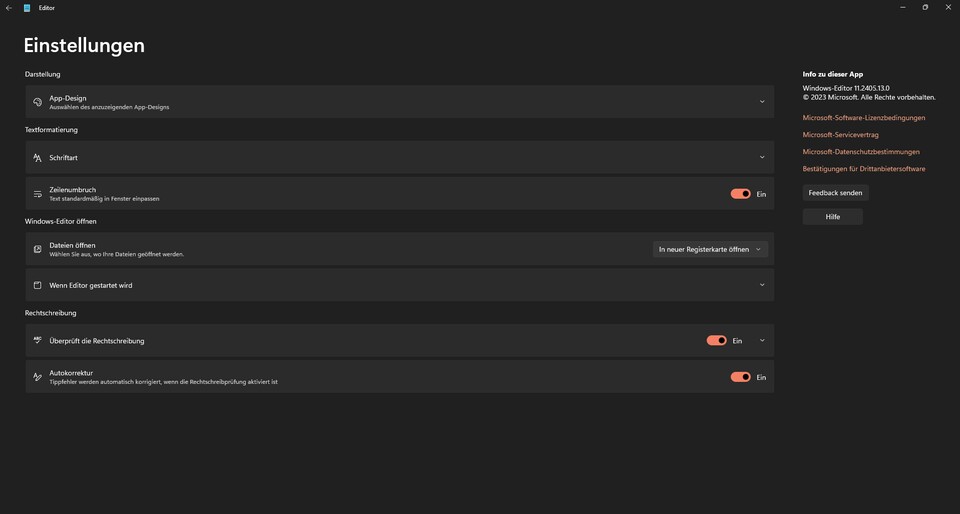 Die Einstellungen der neuen Rechtschreibprüfung in Notepad