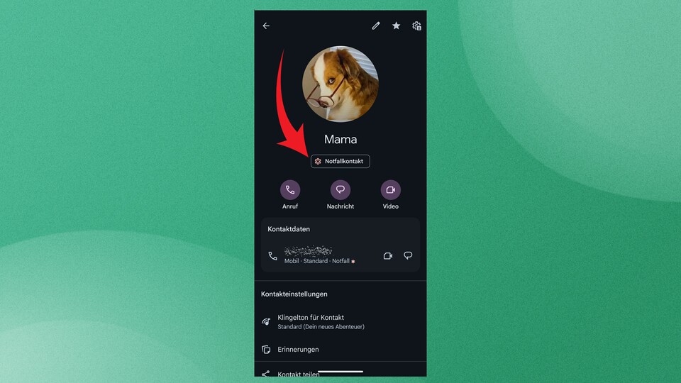 Eure Notfallkontakte werden euch auch direkt in eurer Kontaktliste gesondert angezeigt.