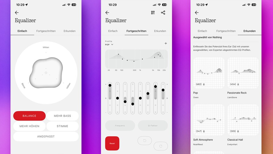 Die Nothing X-App hält diverse Klanganpassungen bereit. (Bildquelle: GameStar Tech)