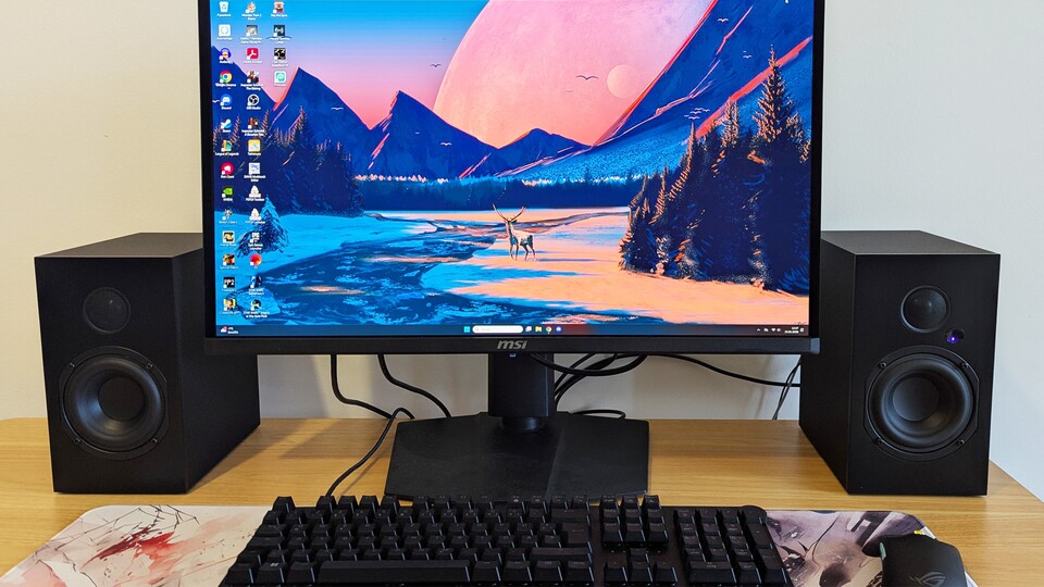 Diese Lautsprecher haben die perfekte Größe für den Schreibtisch.