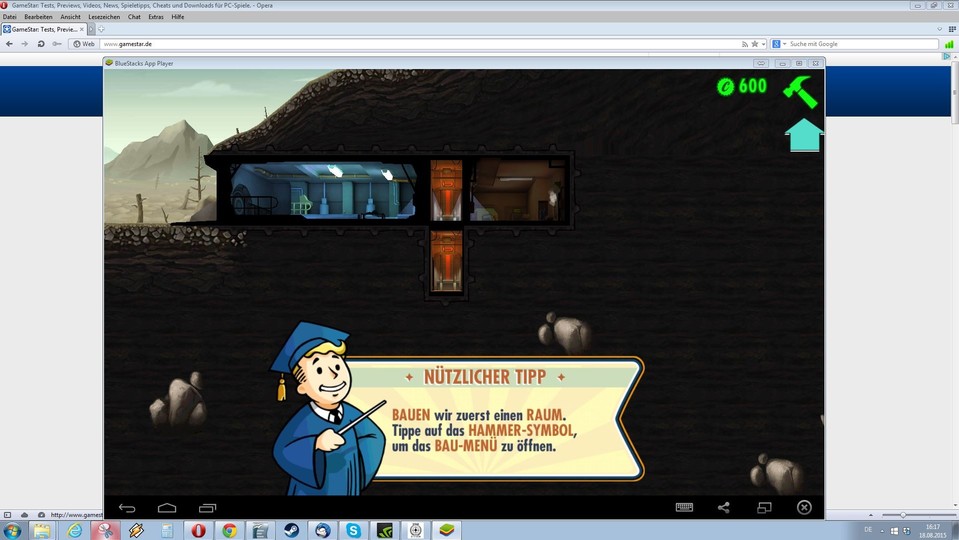 Fallout Shelter lässt sich auf dem PC entweder im Fenster oder im Volllbild spielen - und sieht dabei auch in 1920x1080 nicht pixelig aus.