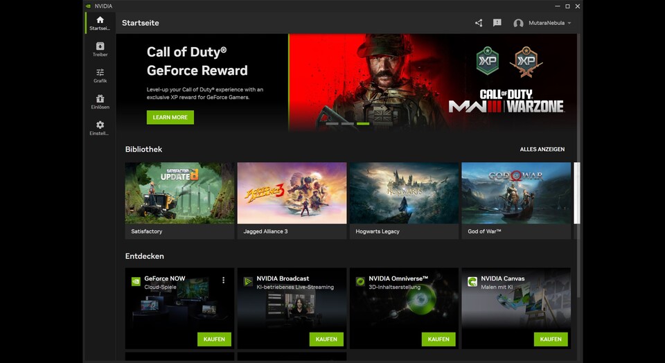 This is what the Nvidia app interface looks like.