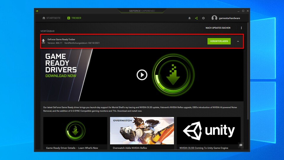 Unter dem Reiter &quot;Treiber&quot; in Geforce Experience wird euch die neueste Version angezeigt, auch der Download ist direkt über das Tool möglich.