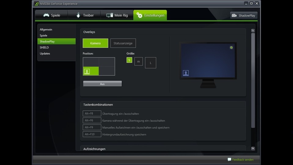 Nvidias Aufnahme- und Streaming-Tool Shadowplay ist Teil von Geforce Experience, das einen an Treiber-Updates erinnert und Spiele-Optimierung auf Knopfdruck bietet.