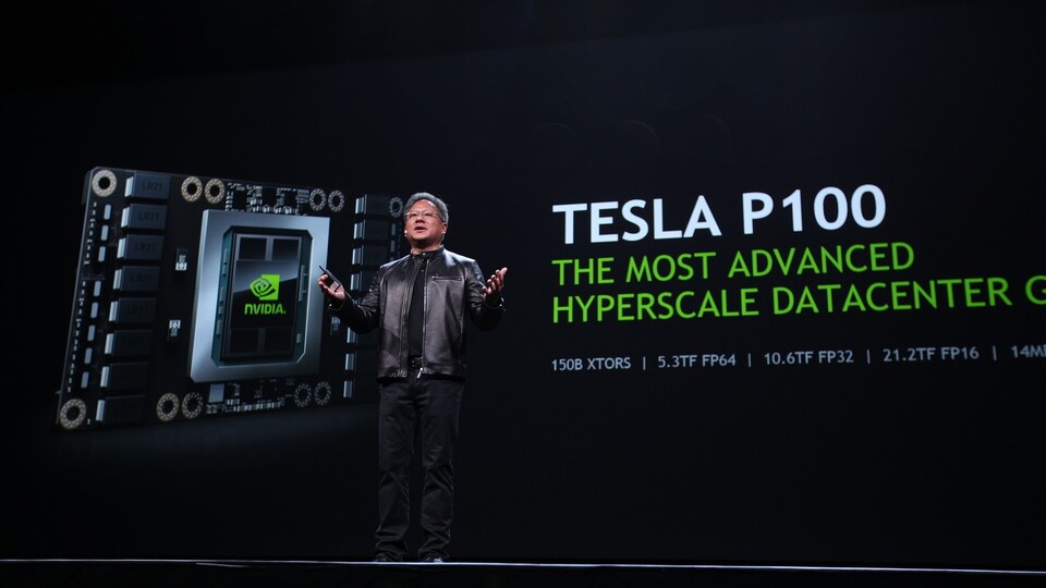 Der GP100 auf der Nvidia Tesla P100 wird nicht die Grundlage für Gamer-Grafikkarten. (Bildquelle: Nvidia)