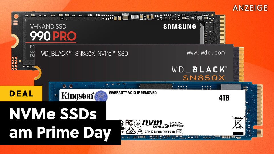 Wir erwarten bald den Prime Day 2024 bei Amazon, aber schon jetzt gibts starke Angebote auf schnelle NVMe SSDs.