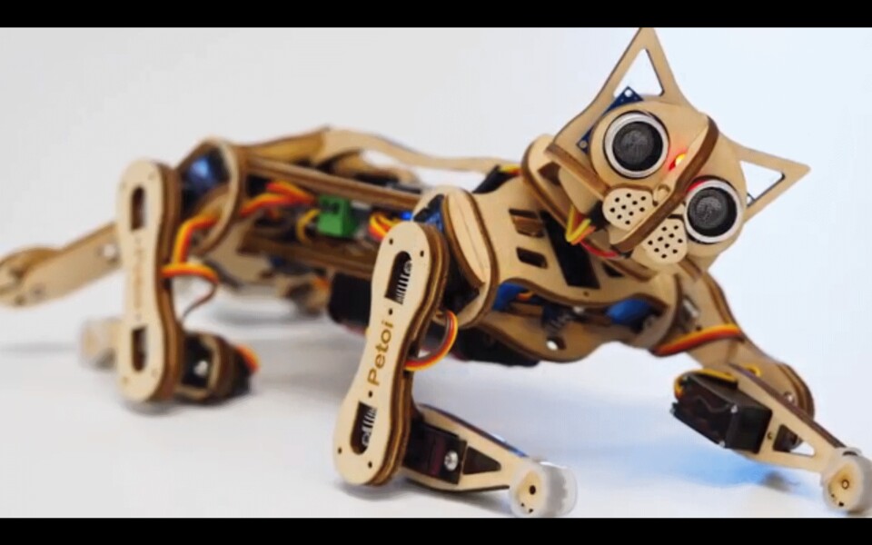 Nybble ist eine programmierbare Roboter-Katze aus Holz, die als Bausatz 200 US-Dollar kostet.