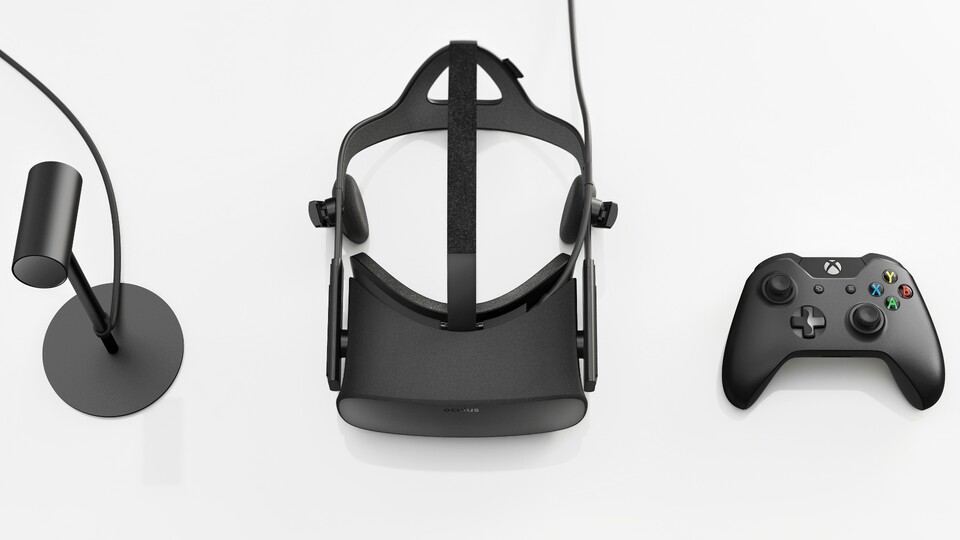 Der Oculus Rift liegen eine Kamera und eine Xbox-One-Gamepad bei. Die durchaus sinnvollen Touch-Controller sind optional.