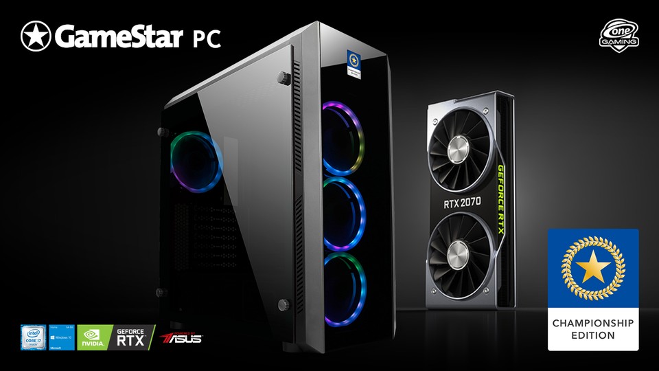 Die neue GeForce RTX 2070 OC kommt in der Gaming GameStar-PC Championship Edition wie gewohnt von Asus.