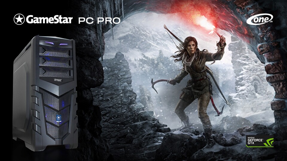 Beim neuen One GameStar-PC extra dabei: ein 10-Euro-Gutschein für PC-Spiele bei Gamesrocket und - jetzt nur solange der Vorrat reicht - die kostenlose Vvollversion Rise of the Tomb Raider.
