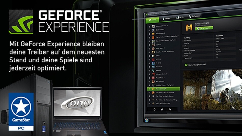 GeForce Experience sorgt für aktuelle Treiber und optimale Spieleinstellungen.