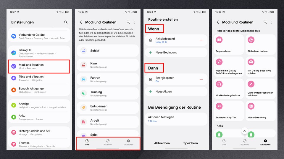 Ähnlich wie die Kurzbefehle beim iPhone bieten die Routinen bei den Galaxy-Handys viele Möglichkeiten. Insgesamt ist es ein mächtiges Tool.