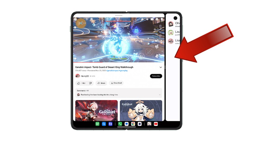 Beim OnePlus Open lässt sich wahlweise eine dritte App am untern Bildschirmrand anheften.