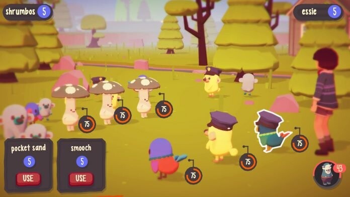 Ooblets ist nicht nur eine Bauernhof-Simulation, sondern auch ein Rollenspiel. Durch Kämpfe werden unsere Kreaturen stärker und können neue Attacken erlernen.