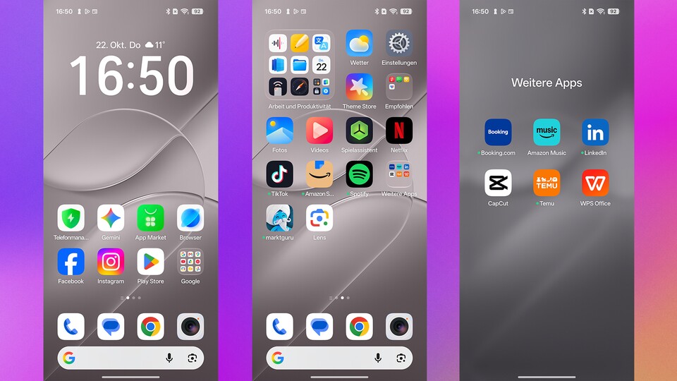 Oppo hat ab Werk relativ viele Drittanbieter-Apps installiert. (Bildquelle: GameStar Tech)