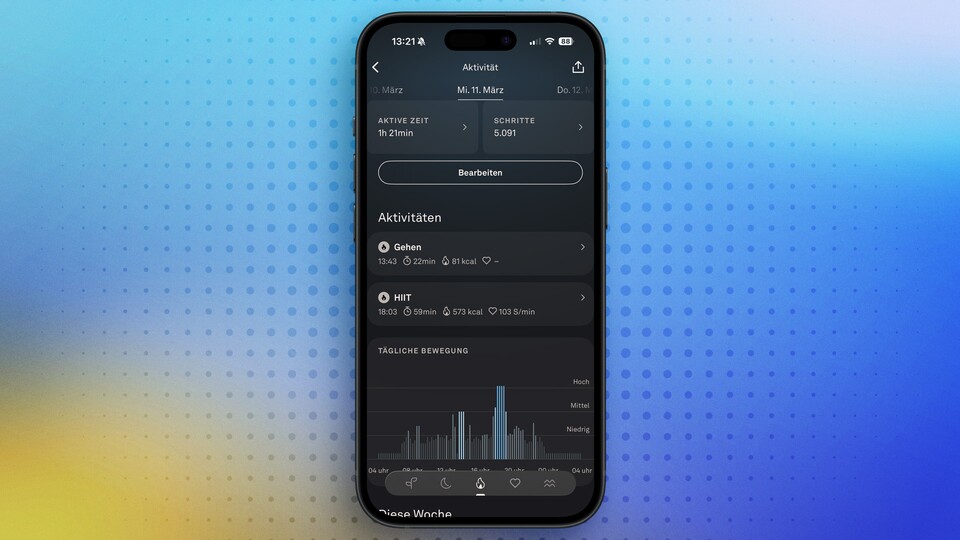 Neben HIIT und Laufen erkennt Oura laut Hersteller eine Vielzahl anderer Workouts, darunter: Basketball, Golf, Tanzen, Badminton und vieles andere mehr.