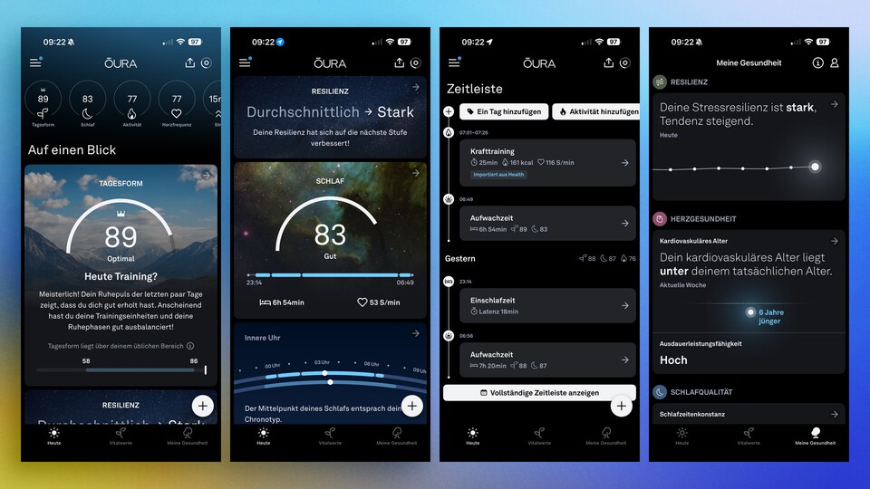 Oura versteht es die wichtigsten Informationen in wenigen Sekunden zu vermitteln.
