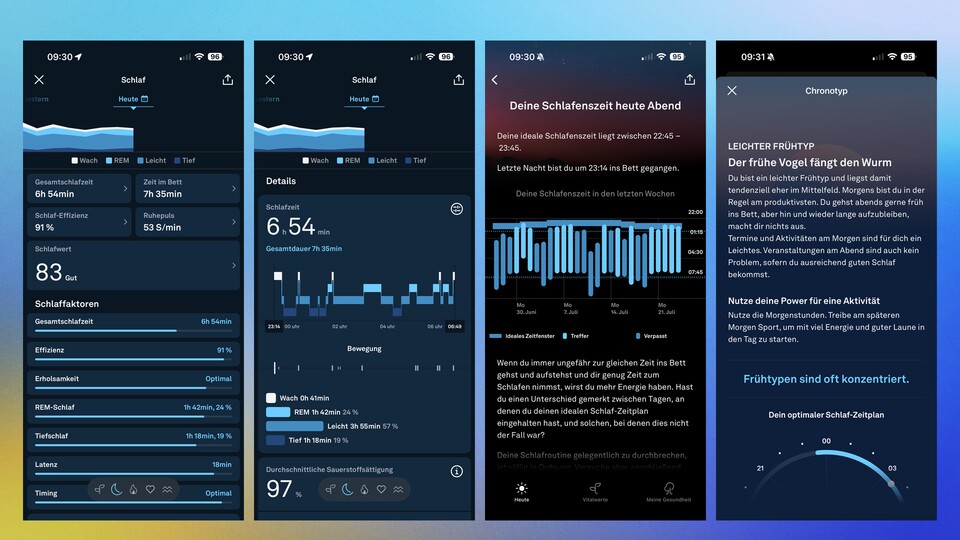 Die Screenshots zeigen nur einen Bruchteil der Daten, die der Oura Ring zum Thema Schlaf aufbereitet.