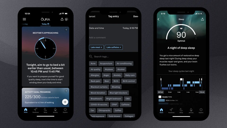 Oura bietet viele Optionen zur Schlafüberwachung und unterstützt auch Naps.