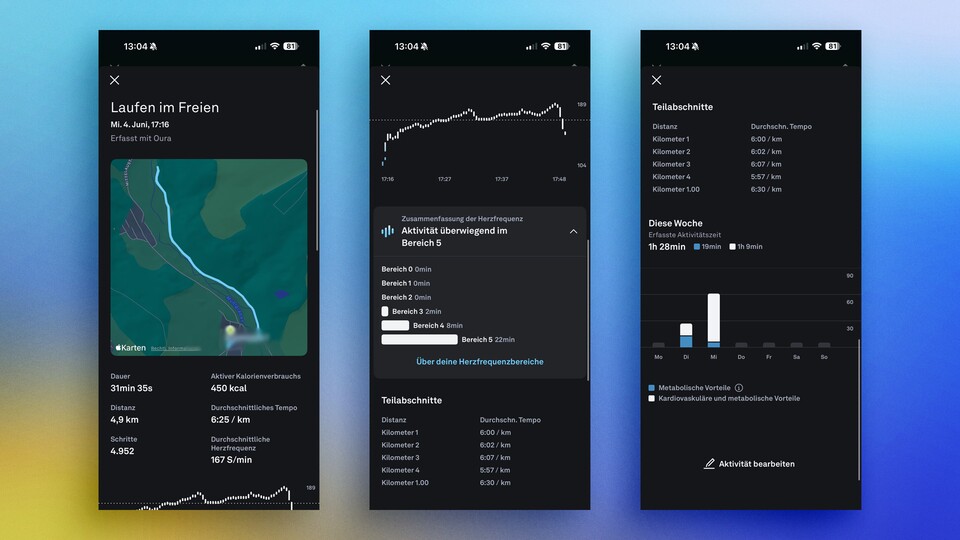 Ernüchterung erfolgt beim Auswerten der Trainingsdaten. Fairerweise ist ein Smart Ring allerdings kein »richtiges« Sport-Gadget.