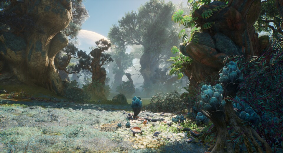 Das Spiel beginnt in einer Waldregion, die ein wenig an James Camerons Avatar erinnert.
