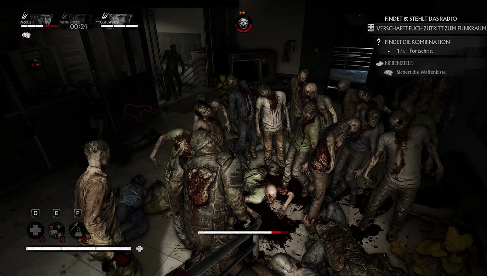 Lärm lockt Zombies an. Um nicht von unendlichen Horden überrannt zu werden, schwingt ihr einen Großteil der Partie eure Nahkampfwaffe.
