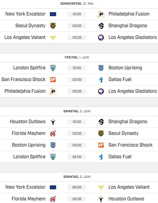 Spielplan Stage 4, Woche 3.