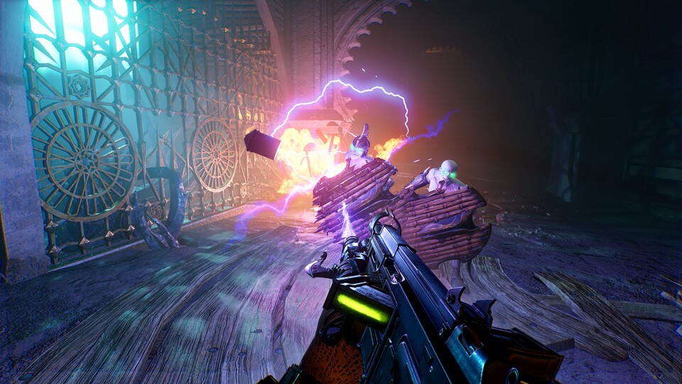 Eure Waffen könnt ihr mit diversen Schadensarten spezialisieren, Elektritzität ist nur eine davon.