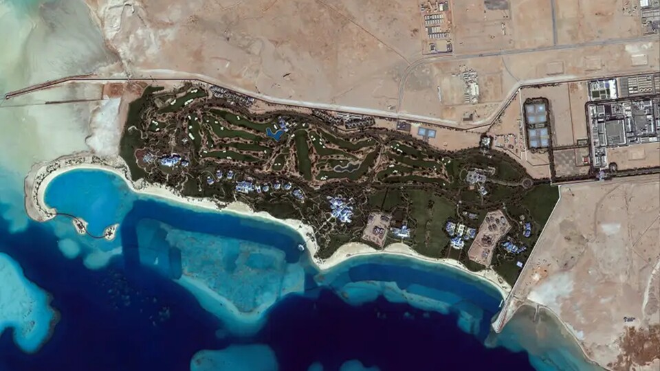 Diese Aufnahme zeigt größe des Areals am Roten Meer. (Bild: Maxar Technologies)