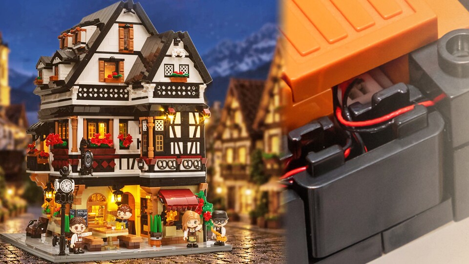 Hinter der Fachwerk-Fassade versteckt sich eine grazile Verkabelung, die an die Beleuchtungssysteme von Lumibricks erinnert.