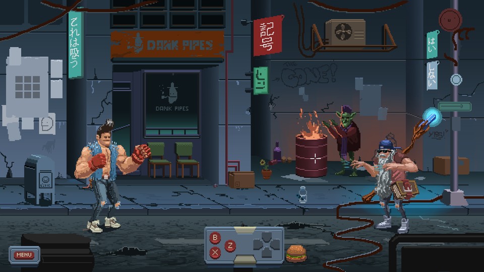 Als Minispiel gibt es eine Streets-of-Rage-Persiflage zu entdecken. Auch eine japanische Dating-Sim ist enthalten.