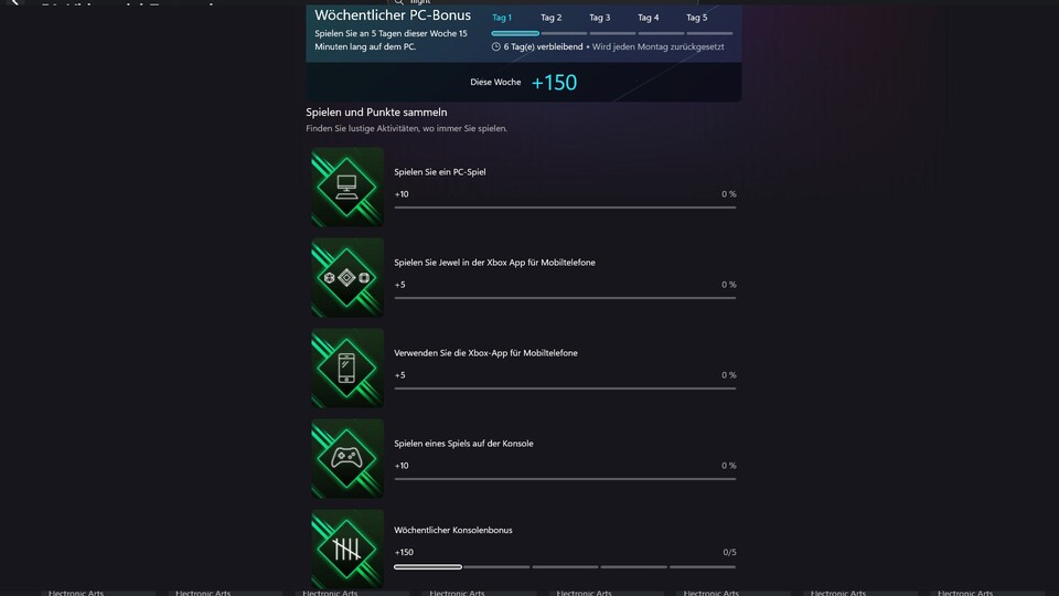 Wenn ihr eure täglichen Aufgaben abschließt und beispielsweise verschiedene Genres zockt, bekommt ihr besondere Rewards.