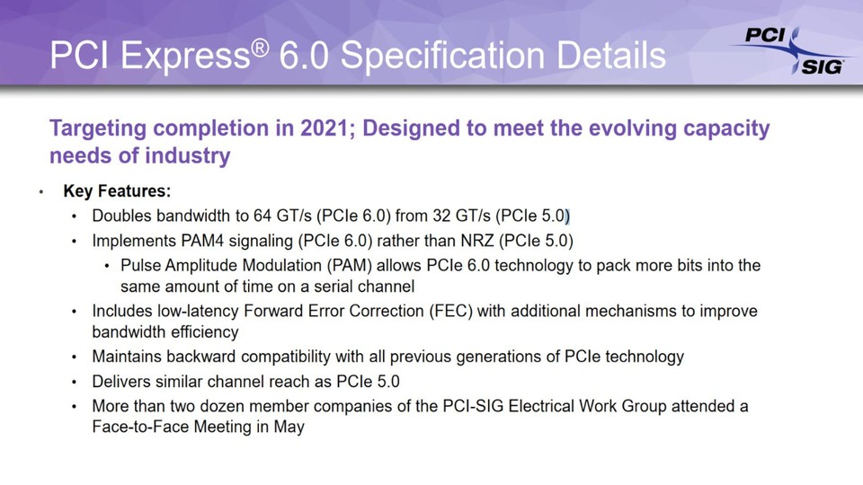 PAM4 soll mit Forward Error Correction (FEC) die Bandbreite erhöhen. (Bildquelle: PCI-SIG) 