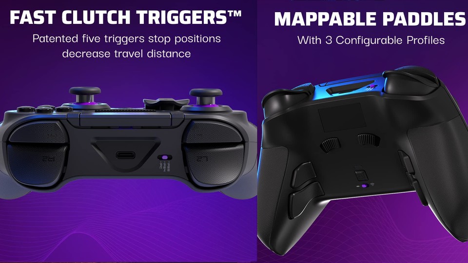 Whether the triggers, buttons or analog sticks: The Victrix Pro is precise and of high quality.