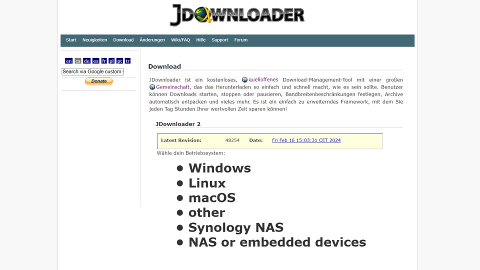 Modernes Webseiten-Design sieht anders aus, entscheidend ist aber, dass es eine aktuelle Version zum Download gibt.