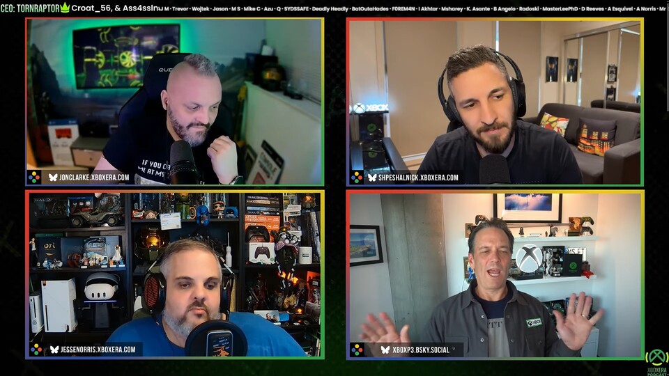 Phil Spencer (rechts unten) hat im Podcast von XboxEra über die neue Microsoft-Strategie gesprochen.