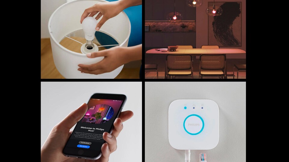 Lampe rein, Bridge anstecken und mit der App synchronisieren: Schon kanns losgehen!