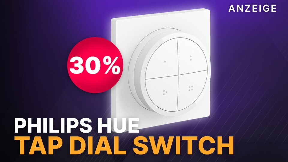 Mit dem Philips Hue Tap Dial Switch könnt ihr nun endlich komfortabel eure smarten Lichter dimmen und Lichtszenen steuern.