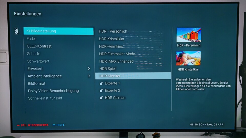 Auf einem Philips OLED807 heißt die Option »HDR Spiel«. (Bildquelle: Maxe S., GameStar)