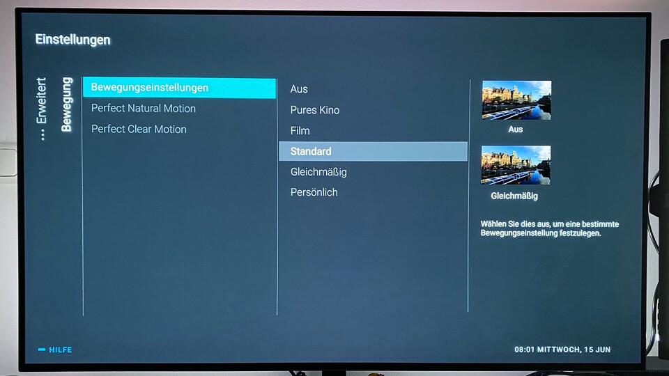 Philips gibt uns die Wahl zwischen fünf Voreinstellungen. (Bildquelle: Maxe S., GameStar)